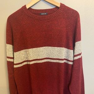 AMERICAN EAGLE Men’s Burgundy Striped Sweater, Large